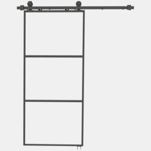 HOMCOM Porta de Correr com Acessórios Porta de Correr de Vidro com Mecanismo de Fecho Suave para Casa de Banho Sala de Estar Cozinha 91,4x203,2 cm Preto