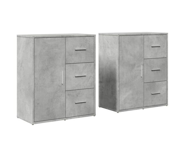 Vidaxl aparador de madera ingeniería 2 uds gris hormigón 60x31x70 cm