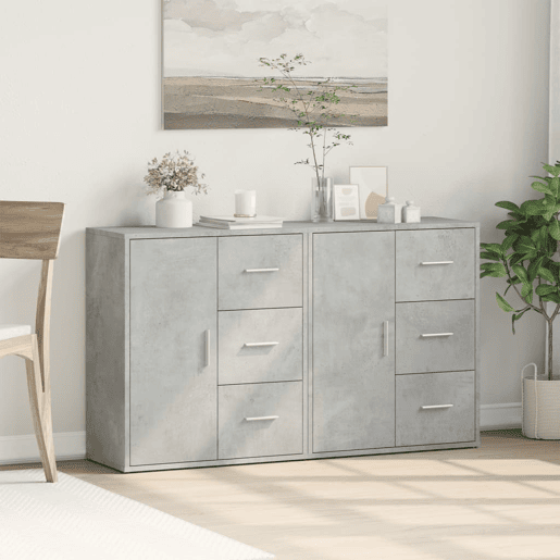 vidaXL Aparadores 2 pcs 60x31x70 cm derivados madeira cinzento cimento