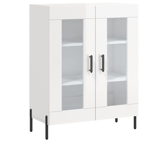 Vidaxl aparador de madera contrachapada blanco brillante 69,5x34x90 cm