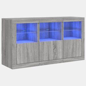 vidaXL Aparador com luzes LED 123x37x67 cm cinzento sonoma