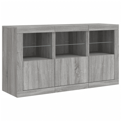 vidaXL Aparador com luzes LED 123x37x67 cm cinzento sonoma