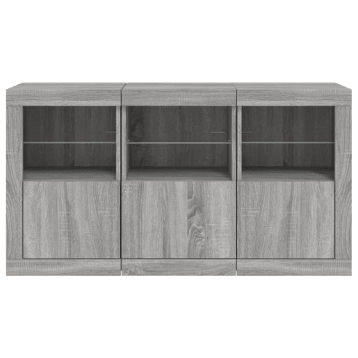 vidaXL Aparador com luzes LED 123x37x67 cm cinzento sonoma