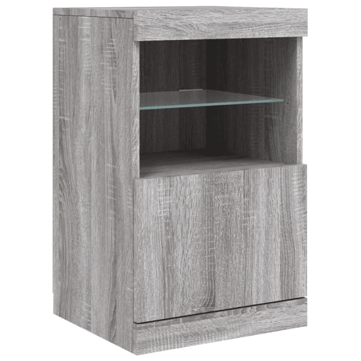 vidaXL Aparador com luzes LED 123x37x67 cm cinzento sonoma