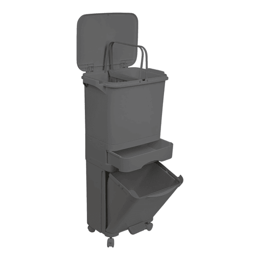Lixeira de reciclagem com triagem seletiva e pedal