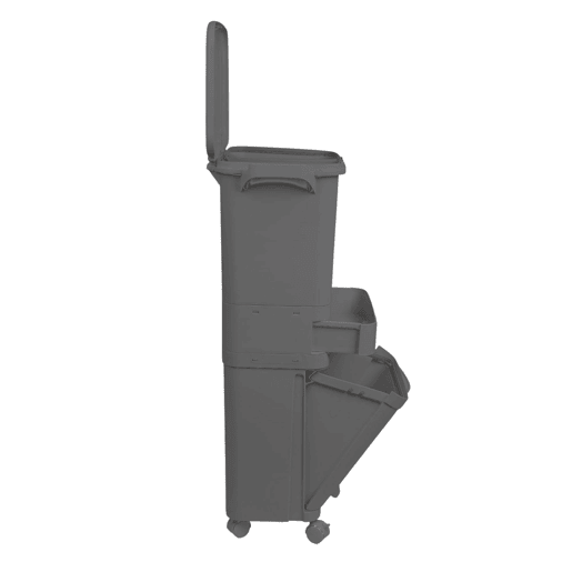 Lixeira de reciclagem com triagem seletiva e pedal
