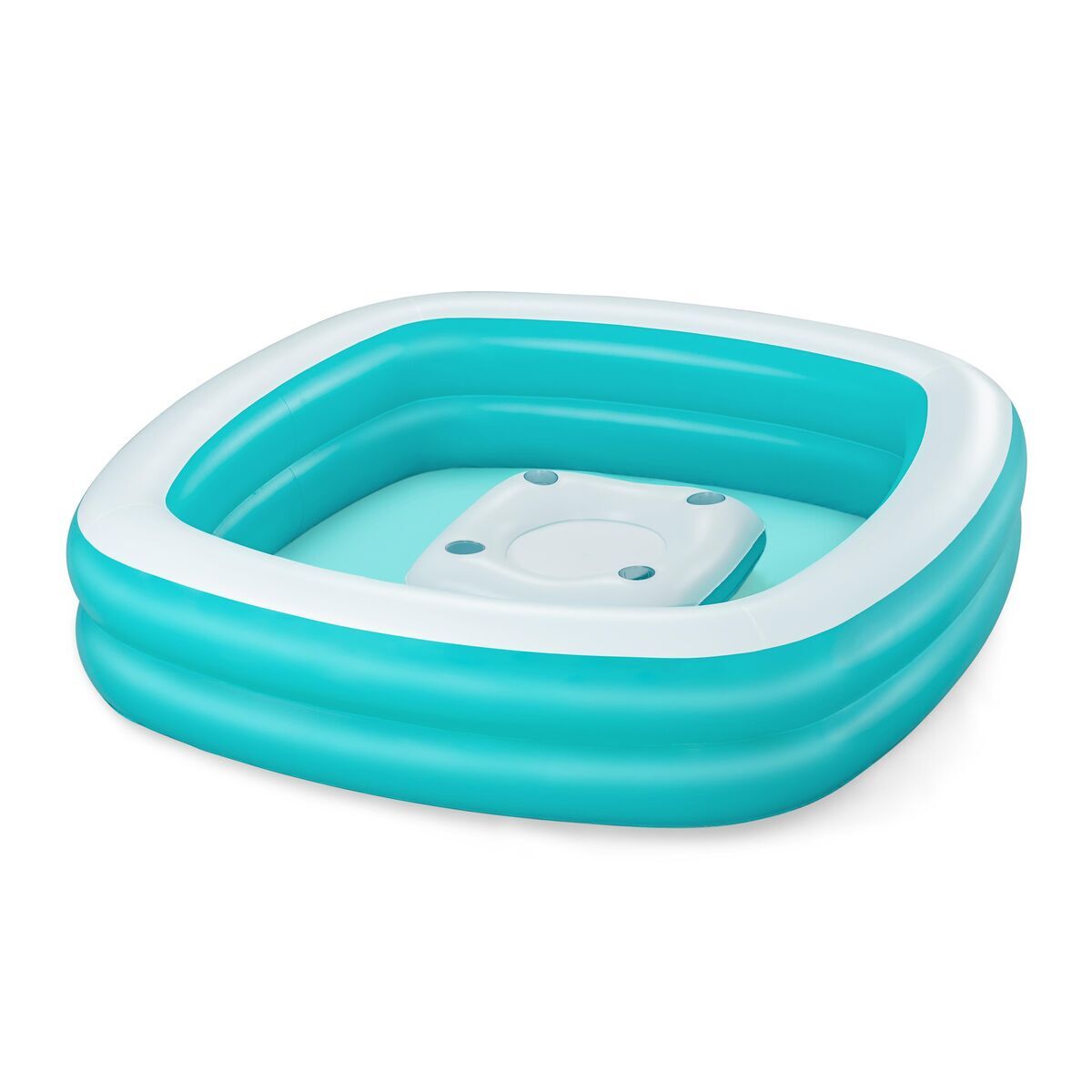 Bestway piscina hinchable infantil 2 camaras family mesa flotante 218x218x48 cm +6 años jardin 54446