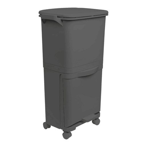 Lixeira de reciclagem com triagem seletiva e pedal