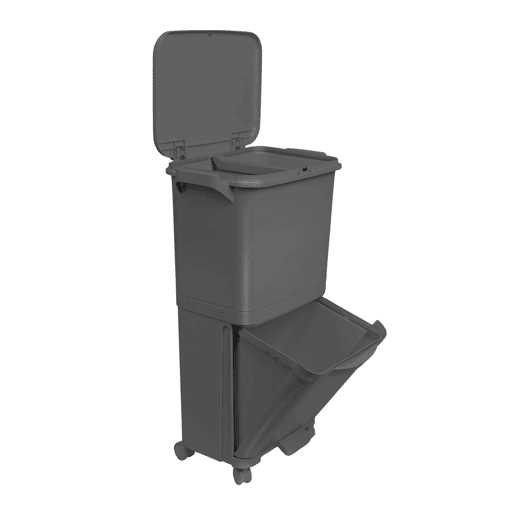 Lixeira de reciclagem com triagem seletiva e pedal
