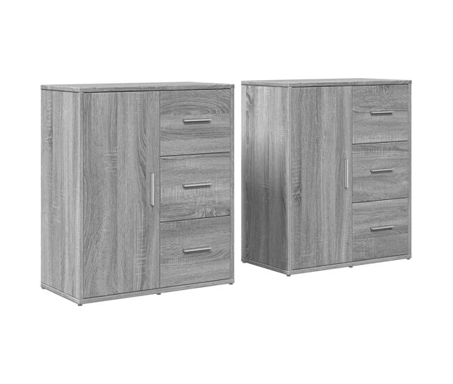 Vidaxl aparador de madera de ingeniería 2 uds gris sonoma 60x31x70 cm