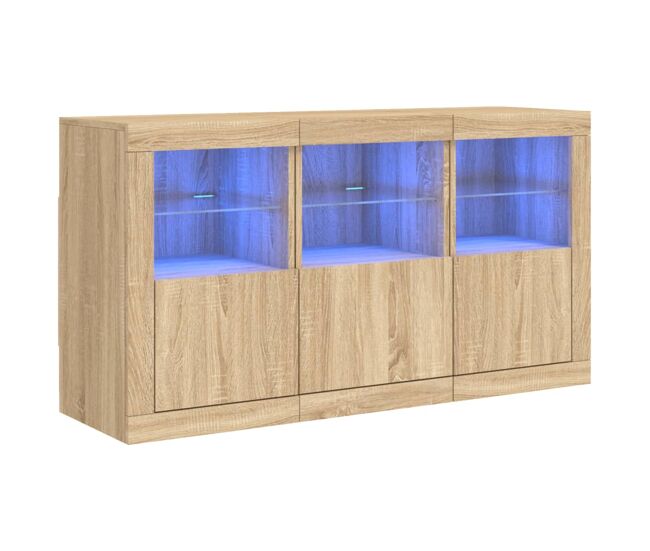 Vidaxl aparador con luces led roble sonoma 123x37x67 cm