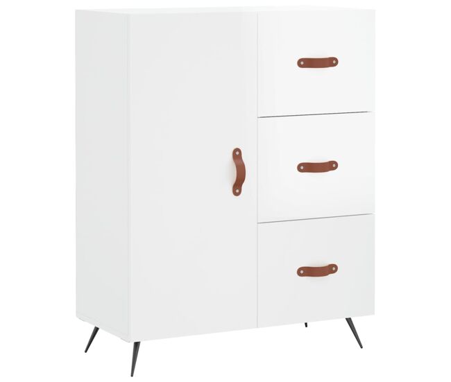 Vidaxl aparador de madera contrachapada blanco brillante 69,5x34x90 cm
