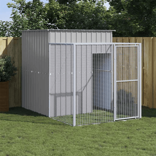 vidaXL Galinheiro com anexo 165x251x181 cm aço galvanizado cinza-claro vidaXL Galinheiro com anexo 165x251x181 cm aço galvanizado cinza-claro