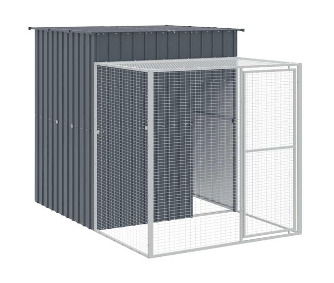 Vidaxl gallinero con corral acero galvanizado gris 165x251x181 cm
