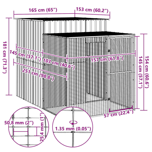 vidaXL Galinheiro com anexo 165x251x181 cm aço galvanizado antracite vidaXL Galinheiro com anexo 165x251x181 cm aço galvanizado antracite