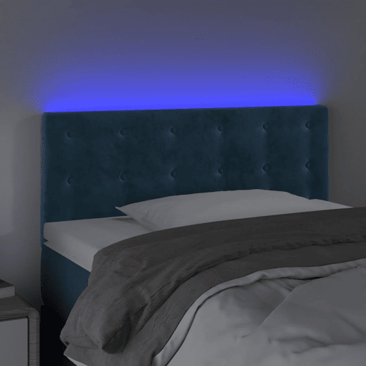 vidaXL Cabeceira de cama c luzes LED veludo 90x5x7888 cm azul-escuro