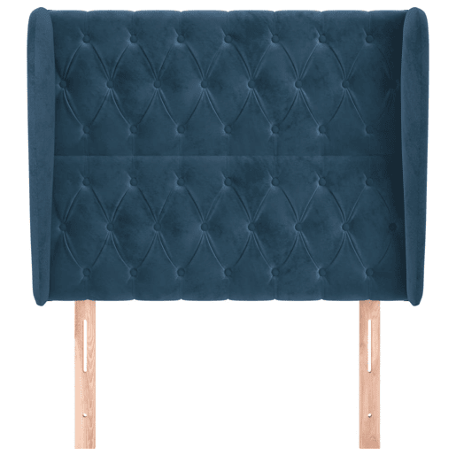 vidaXL Cabeceira cama c abas veludo 93x23x118128 cm azul-escuro