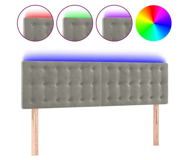 Vidaxl cabecero con led de terciopelo gris claro 144x5x78/88 cm