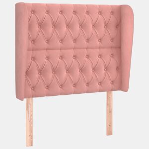 vidaXL Cabeceira cama c abas veludo 103x23x118128 cm rosa