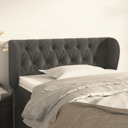 vidaXL Cabeceira de cama c abas veludo 103x23x7888cm cinzento-escuro vidaXL Cabeceira de cama c abas veludo 103x23x7888cm cinzento-escuro