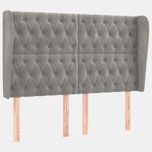 vidaXL Cabeceira de cama c abas veludo 147x23x118128cm cinza-claro