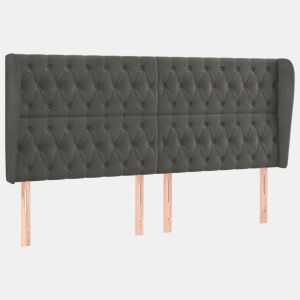 vidaXL Cabeceira cama c abas veludo 183x23x118128 cm cinzento-escuro