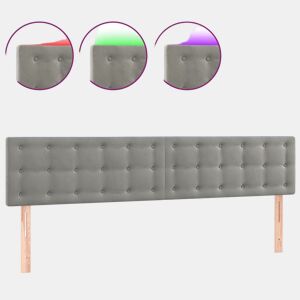 vidaXL Cabeceira de cama cluzes LED veludo 160x5x7888 cm cinza-claro