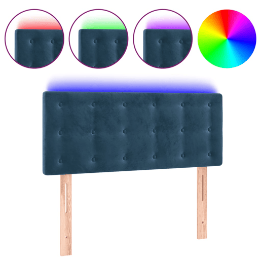 vidaXL Cabeceira de cama c luzes LED veludo 100x5x7888cm azul-escuro vidaXL Cabeceira de cama c luzes LED veludo 100x5x7888cm azul-escuro