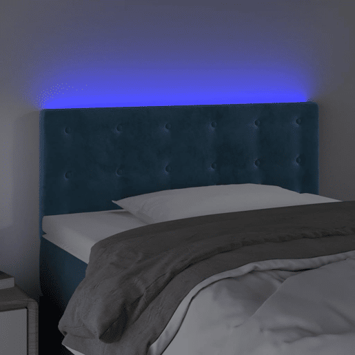 vidaXL Cabeceira de cama c luzes LED veludo 100x5x7888cm azul-escuro vidaXL Cabeceira de cama c luzes LED veludo 100x5x7888cm azul-escuro