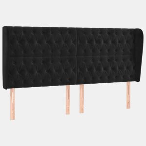 vidaXL Cabeceira de cama c abas veludo 183x23x118128 cm preto
