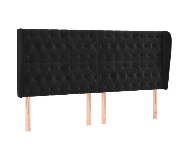 Vidaxl cabecero con orejas de terciopelo negro 183x23x118/128 cm