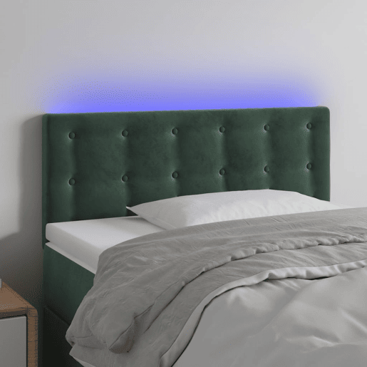 vidaXL Cabeceira de cama c luzes LED veludo 80x5x7888cm verde-escuro vidaXL Cabeceira de cama c luzes LED veludo 80x5x7888cm verde-escuro