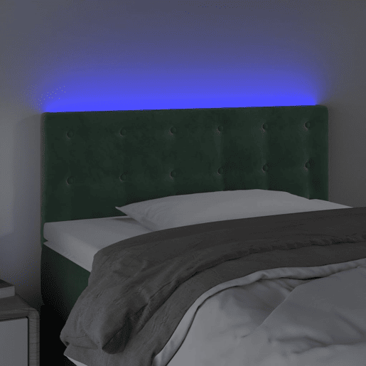vidaXL Cabeceira de cama c luzes LED veludo 80x5x7888cm verde-escuro vidaXL Cabeceira de cama c luzes LED veludo 80x5x7888cm verde-escuro