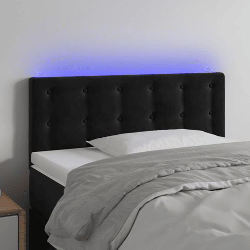 vidaXL Cabeceira de cama c luzes LED veludo 80x5x7888 cm preto