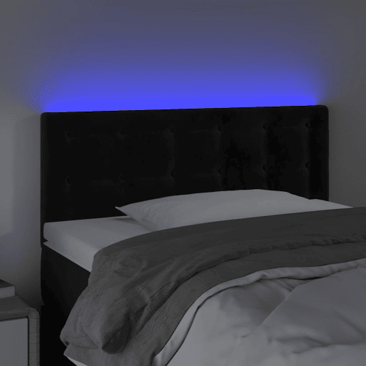 vidaXL Cabeceira de cama c luzes LED veludo 80x5x7888 cm preto
