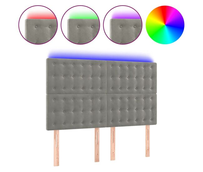 Vidaxl cabecero con luces led terciopelo gris claro 144x5x118/128 cm