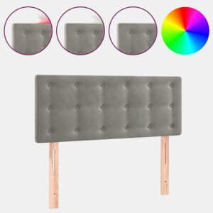 vidaXL Cabeceira de cama cluzes LED veludo 100x5x7888 cm cinza-claro