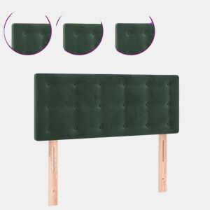 vidaXL Cabeceira de cama c luzes LED veludo 90x5x7888cm verde-escuro