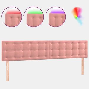 vidaXL Cabeceira de cama c luzes LED veludo 160x5x7888 cm rosa