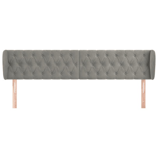 vidaXL Cabeceira de cama c abas veludo 183x23x7888 cm cinzento-claro vidaXL Cabeceira de cama c abas veludo 183x23x7888 cm cinzento-claro