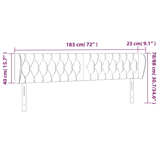 vidaXL Cabeceira de cama c abas veludo 183x23x7888 cm cinzento-claro vidaXL Cabeceira de cama c abas veludo 183x23x7888 cm cinzento-claro