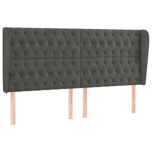 vidaXL Cabeceira cama c abas veludo 203x23x118128 cm cinzento-escuro