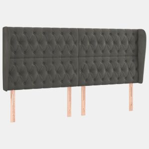 vidaXL Cabeceira cama c abas veludo 203x23x118128 cm cinzento-escuro