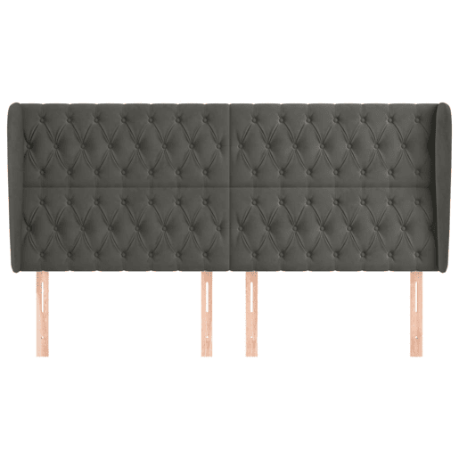 vidaXL Cabeceira cama c abas veludo 203x23x118128 cm cinzento-escuro