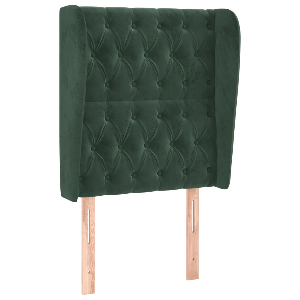 Vidaxl cabecero con orejas de terciopelo verde oscuro 83x23x118/128 cm