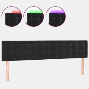 vidaXL Cabeceira de cama c luzes LED veludo 200x5x7888 cm preto