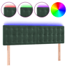 vidaXL Cabeceira de cama cluzes LED veludo 144x5x7888cm verde-escuro