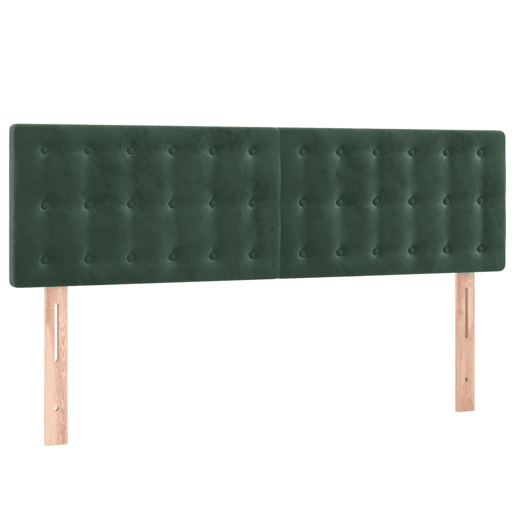 vidaXL Cabeceira de cama cluzes LED veludo 144x5x7888cm verde-escuro