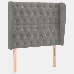 vidaXL Cabeceira cama c abas veludo 103x23x118128 cm cinzento-claro