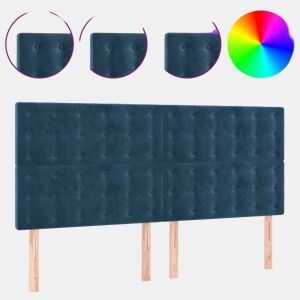 vidaXL Cabeceira cama c luzes LED veludo 180x5x118128cm azul-escuro